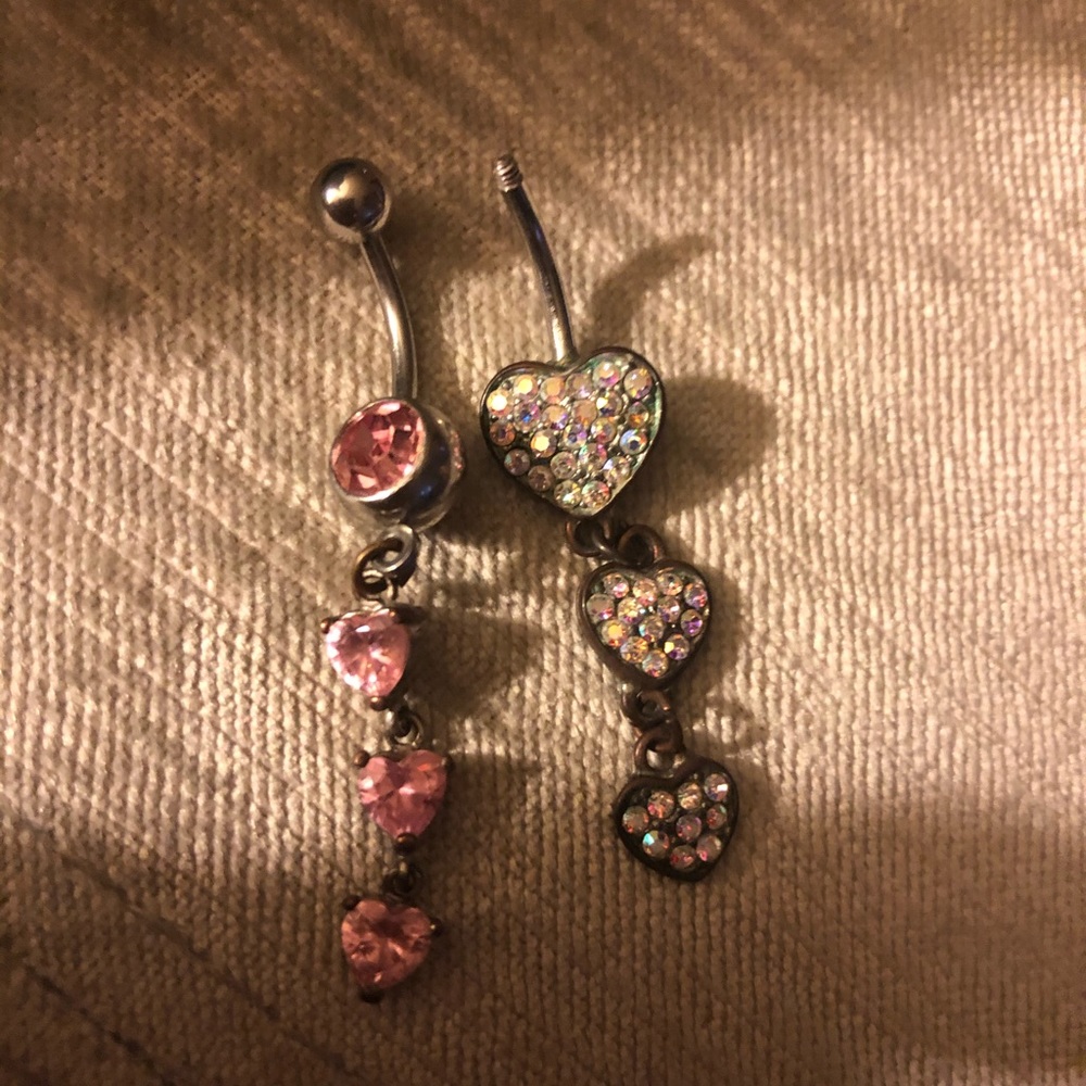 2 heart drop belly buttons